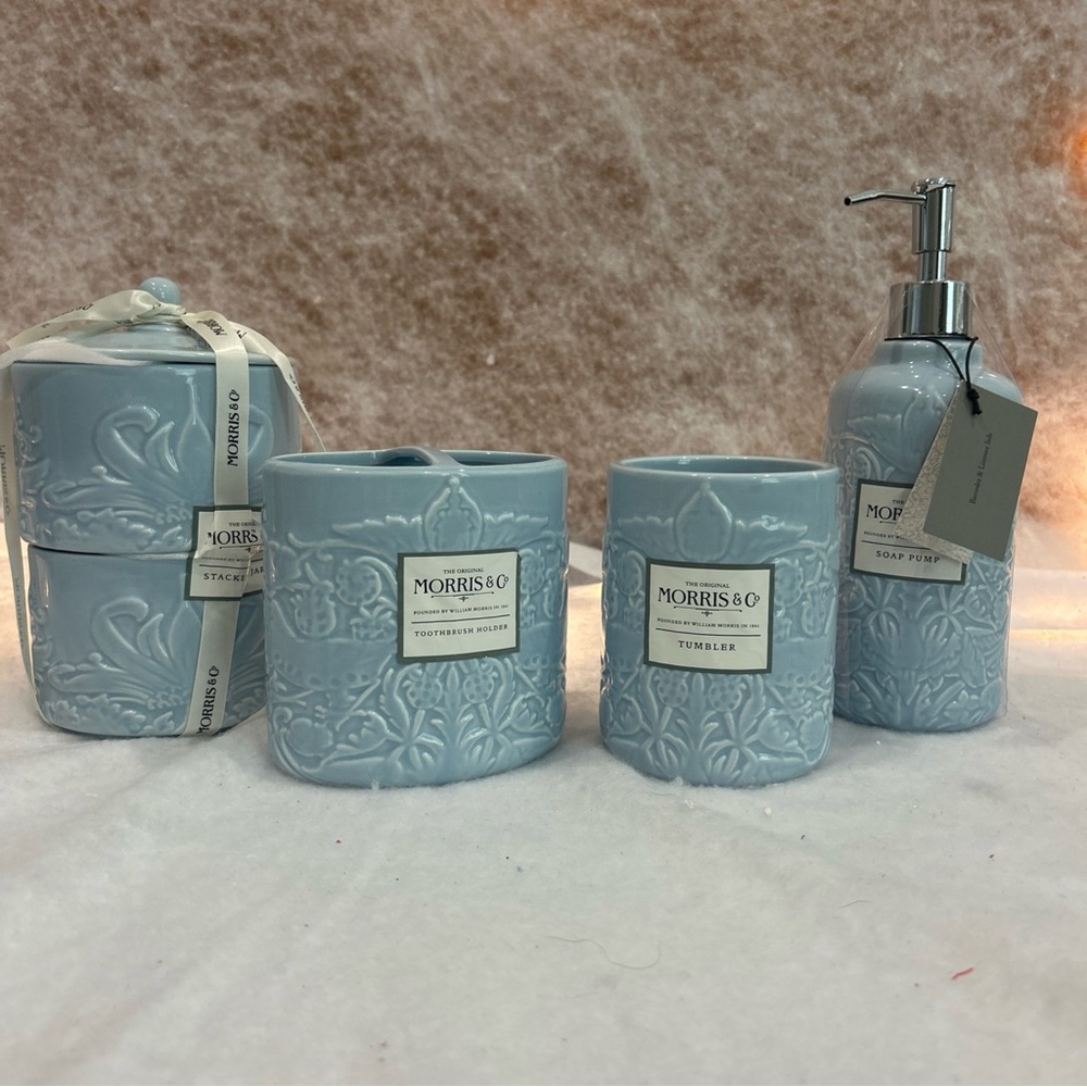 Morris and Co bathroom vanity 4 piece Blue set